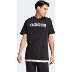Schwarze Bestickte adidas Essentials Linear T-Shirts aus Jersey für Herren Größe S 