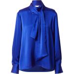 Royalblaue Langärmelige Festliche Blusen aus Satin für Damen Größe L 