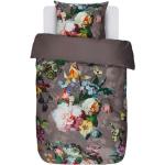 Taupefarbene ESSENZA HOME Blumenbettwäsche mit Blumenmotiv mit Reißverschluss aus Baumwolle 155x220 