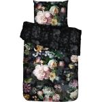 Schwarze Blumenmuster ESSENZA HOME Blumenbettwäsche mit Reißverschluss aus Satin 135x200 