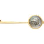 Goldene Antike Runde Kamee Broschen & Gemme Broschen aus Kristall 18 Karat mit Diamant 