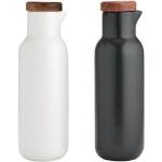 Reduzierte Schwarze Moderne Ladelle Öl Flaschen & Essig Flaschen matt aus Porzellan mit Deckel 2-teilig 