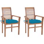 Hellblaue vidaXL Teakholz-Gartenstühle aus Massivholz stapelbar Breite 50-100cm, Höhe 50-100cm, Tiefe 0-50cm 2-teilig 