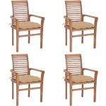 Beige vidaXL Teakholz-Gartenstühle aus Massivholz stapelbar Breite 50-100cm, Höhe 50-100cm, Tiefe 0-50cm 4-teilig 