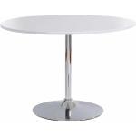 Esstisch in Weiß und Chromfarben runder Tischplatte