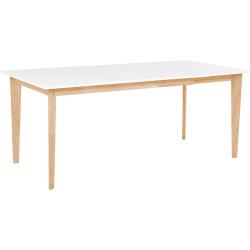 Moderner ausziehbarer Esstisch in Weiß / heller Holzfarbton 140/180 x 90 cm Sola
