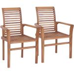 vidaXL Teakholz-Gartenstühle aus Massivholz stapelbar Breite 50-100cm, Höhe 50-100cm, Tiefe 50-100cm 2-teilig 