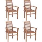 Teakholz-Gartenstühle aus Massivholz stapelbar Breite 50-100cm, Höhe 50-100cm, Tiefe 50-100cm 4-teilig 