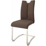 Braune Gesteppte Moderne Topdesign Freischwinger Stühle aus Leder Breite 0-50cm, Höhe 100-150cm, Tiefe 50-100cm 2-teilig 