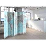 Hellblaue Moderne 4Home Paravents & Spanische Wände mit Weltkartenmotiv aus Massivholz 