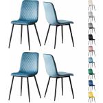 Hellblaue Moderne Designer Stühle lackiert aus Samt gepolstert 4-teilig 