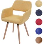 Esszimmerstuhl HWC-A50 II, Stuhl Küchenstuhl, Retro 50er Jahre Design ' Textil, gelb, helle Beine
