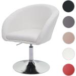 Esszimmerstuhl HWC-F19, Küchenstuhl Stuhl Drehstuhl Loungesessel, drehbar höhenverstellbar ' Stoff/Textil creme-weiß