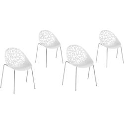 Trendy Esszimmerstuhl 4 Stühle dekorative Rückenlehnen Kunststoff weiß Mumford