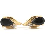 Goldene Vintage Diamant Ohrringe aus Gelbgold 14 Karat mit Onyx 