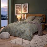 Khakifarbene ESTELLA Bettwäsche Sets & Bettwäsche Garnituren mit Reißverschluss aus Flanell maschinenwaschbar 155x220 