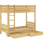 Hellbraune Erst-Holz Etagenbetten lackiert aus Massivholz mit Rollen 100x200 