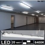 5er Set 48W LED Decken Wannen Leuchten ultraslim Keller Garagen Lampen Nass-Raum 
