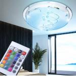 Weiße etc-shop Runde Dimmbare LED Deckenleuchten aus Glas Farbwechsel | RGB E27 