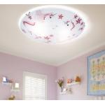 Rosa Sterne etc-shop Runde Kinderzimmer-Deckenlampen mit Einhornmotiv aus Glas 