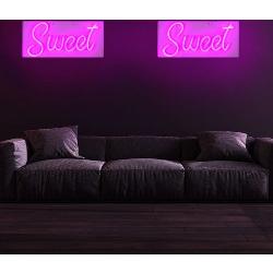 etc-shop Dekolicht, Neon Sign Sweet LED Schild Schrift Neonschriftzug Wand Neon Light pink, Silikon weiß, 5 Watt, LxH 45x20 cm, 2er Set