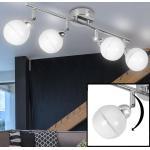 etc-shop LED Kugelleuchte, Deckenleuchte 4-flammig Metall silber chrom Wohnzimmer Design Deckenlampe mit beweglichen Spots, Lichtschiene, 4x G9