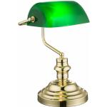 Tischleuchte Bankerlampe Messing Schreibtischleuchte Büroleuchte grün, 1x E27, LxBxH 25x19x36 cm, Arbeitszimmer
