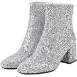 Silberne High Heel Stiefeletten & High Heel Boots mit Glitzer für Damen Größe 38 für den für den Winter 