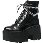 Schwarze Gothic High Heel Stiefeletten & High Heel Boots mit Schnürsenkel Gefüttert für Damen Größe 42 für den für den Winter 