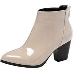 Beige Lack-Optik High Heel Stiefeletten & High Heel Boots mit Reißverschluss für Damen Größe 38 für den für den Herbst 