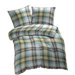 Grüne Karo Moderne Bettwäsche Sets & Bettwäsche Garnituren mit Reißverschluss aus Renforcé 200x200 2-teilig für den für den Frühling 