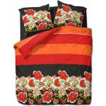 Reduzierte Rote Blumenmuster Etérea Blumenbettwäsche mit Reißverschluss aus Renforcé 135x200 für den für den Herbst 