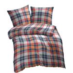Orange Karo Moderne bügelfreie Bettwäsche mit Reißverschluss aus Baumwolle kühlend 135x200 