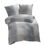 Silberne Karo Feinbiber Bettwäsche mit Reißverschluss aus Baumwolle 135x200 