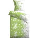 Grüne Motiv Blumenbettwäsche aus Seersucker maschinenwaschbar 135x200 