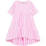 Rosa Gestreifte Kinderblusenkleider & Kinderhemdkleider mit Volants Größe 128 für den für den Sommer 