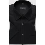 Schwarze Elegante Kurzärmelige Eterna Kentkragen Shirts mit Tasche aus Baumwolle für Herren 