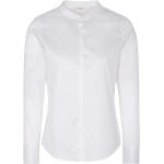 Weiße Unifarbene Casual Langärmelige Eterna Stehkragen Langarmblusen aus Baumwolle für Damen Größe XS 
