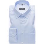 Reduzierte Hellblaue Elegante Eterna Button Down Kragen Shirts mit Tasche aus Baumwolle für Herren 