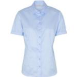 Blaue Kurzärmelige Eterna Shirts mit Tasche aus Baumwolle für Damen 