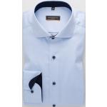 Hellblaue Eterna Bügelfreie Hemden mit Knopf aus Baumwolle enganliegend für Herren 