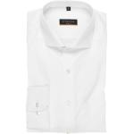 Weiße Unifarbene Langärmelige Eterna Haifischkragen Shirts mit Tasche aus Baumwolle für Herren Größe XXL 