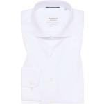 Weiße Unifarbene Langärmelige Eterna Haifischkragen Shirts mit Tasche aus Baumwolle für Herren Größe XXL 