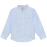 Reduzierte Himmelblaue Eterna Stehkragen Shirts mit Tasche aus Leinen 