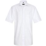 Weiße Unifarbene Kurzärmelige Eterna Kentkragen Hemden mit Kent-Kragen aus Popeline für Herren 