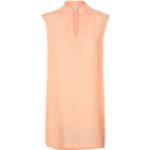 Aprikose Unifarbene Elegante Ärmellose Stehkragen Tunika-Blusen aus Leinen für Damen Größe S 