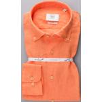 Reduzierte Orange Langärmelige Eterna Button Down Kragen Herrenlangarmhemden aus Leinen Größe S 