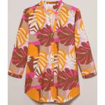 Orange Stehkragen Tunika-Blusen aus Baumwolle für Damen 