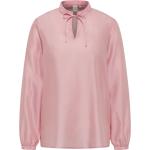 Pinke Unifarbene Elegante Eterna Stehkragen Tunika-Blusen aus Seide für Damen Größe L 
