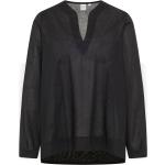 Schwarze Eterna Bio V-Ausschnitt Tunika-Blusen aus Baumwolle für Damen Größe XS für den für den Sommer 